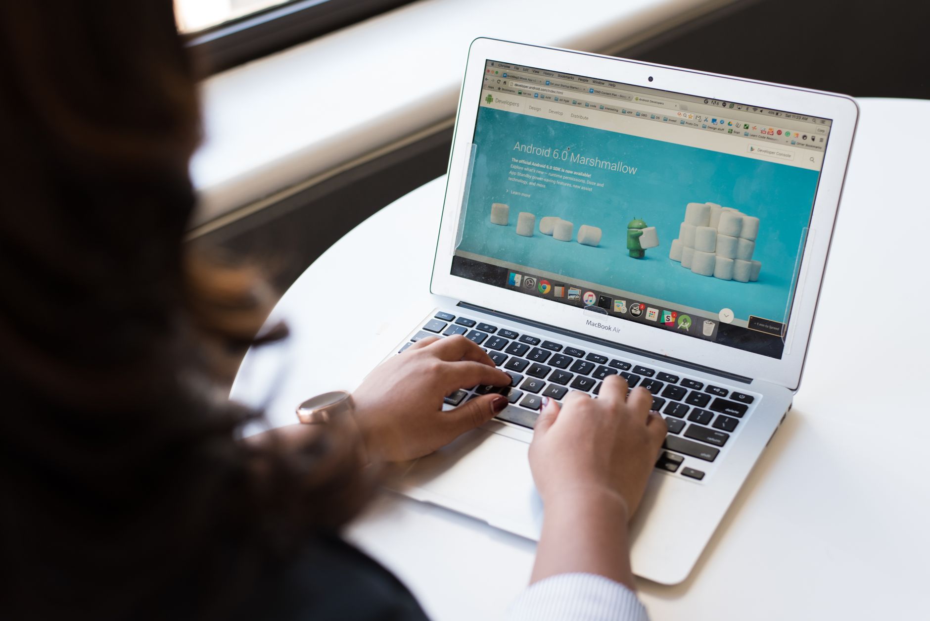 A service business landing page open on a laptop