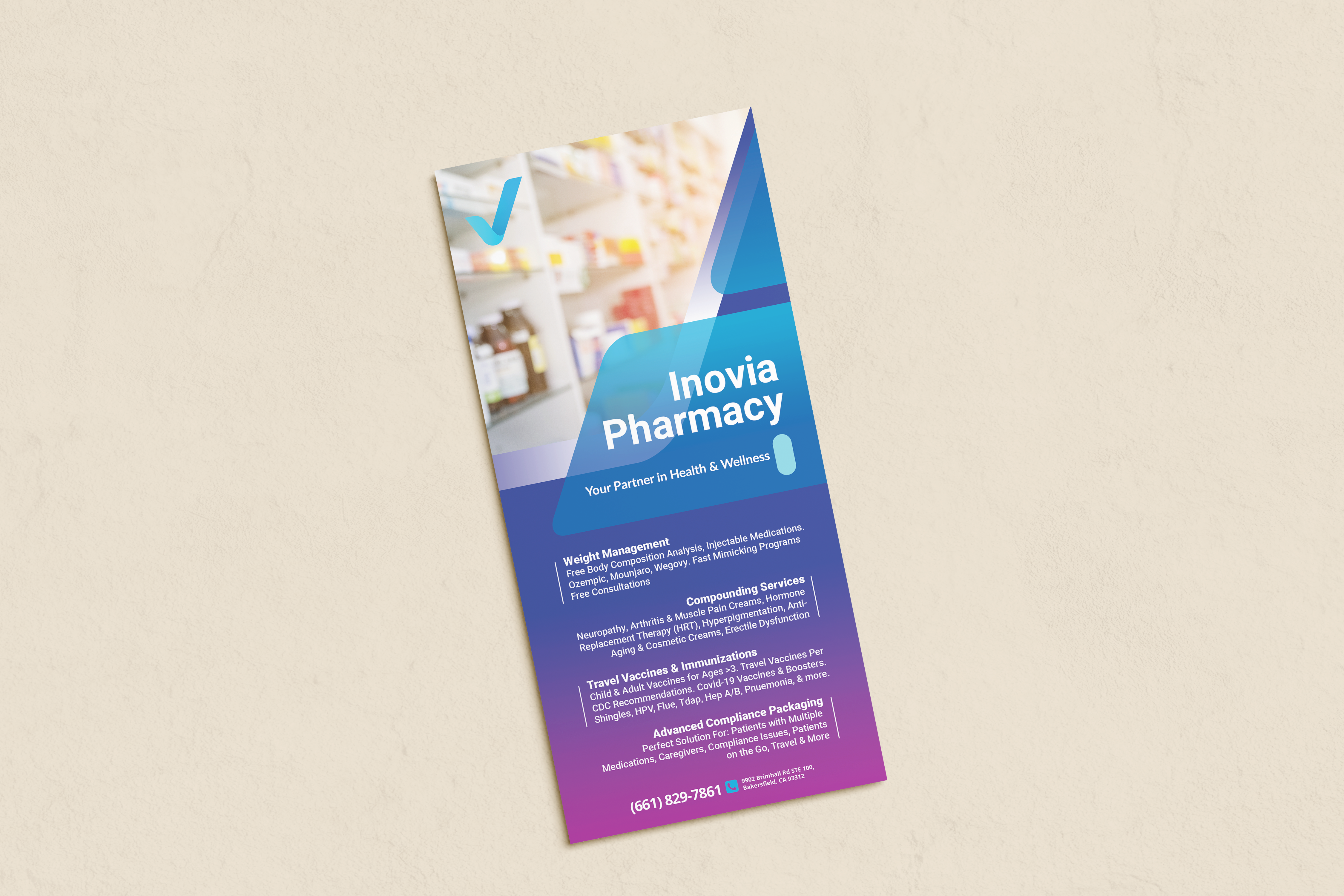 Inovia rack card flyer mockup by Reliable PR & Marketing